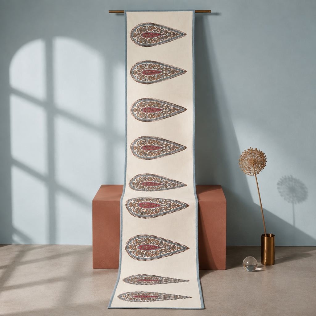 Multicolour Paisley Table Runner, full-length product view.