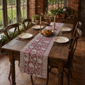 Bordeaux Paisley Vine Table Runner, styled on a dining table.